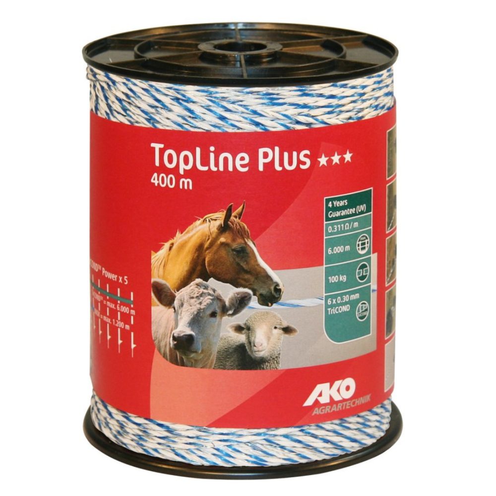 Elektriskā gana stieple TopLine Plus, balta/ zila, 400 m